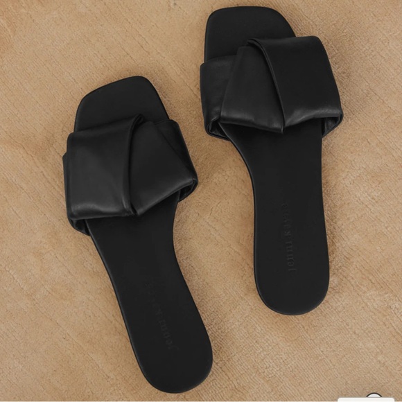 Jenni Kayne Dani Slide Black Leather Sandals Size 38. With box. Like New. - Picture 3 of 7
